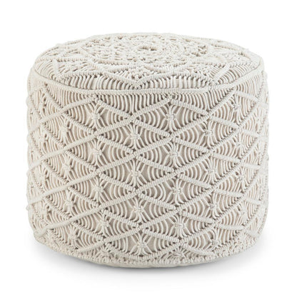Cream | Coates Round Macrame Pouf