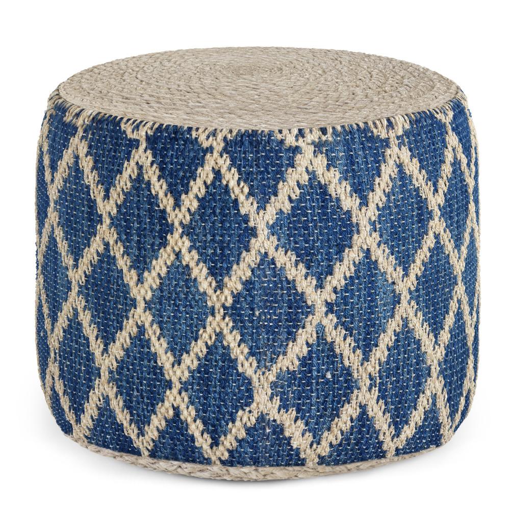 Blue/Natural | Edgeley Round Pouf