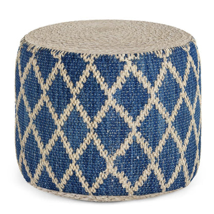 Blue/Natural | Edgeley Round Pouf