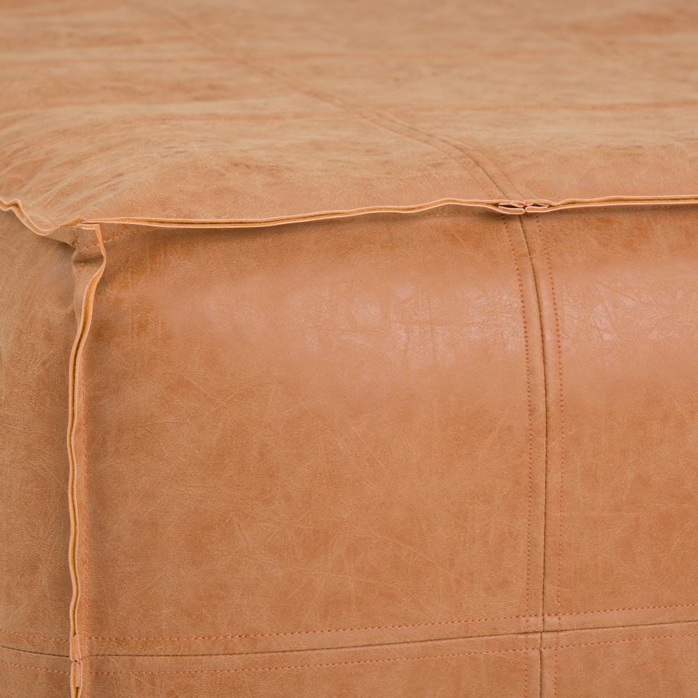 Distressed Camel Brown | Brody Large Square Coffee Table Pouf
