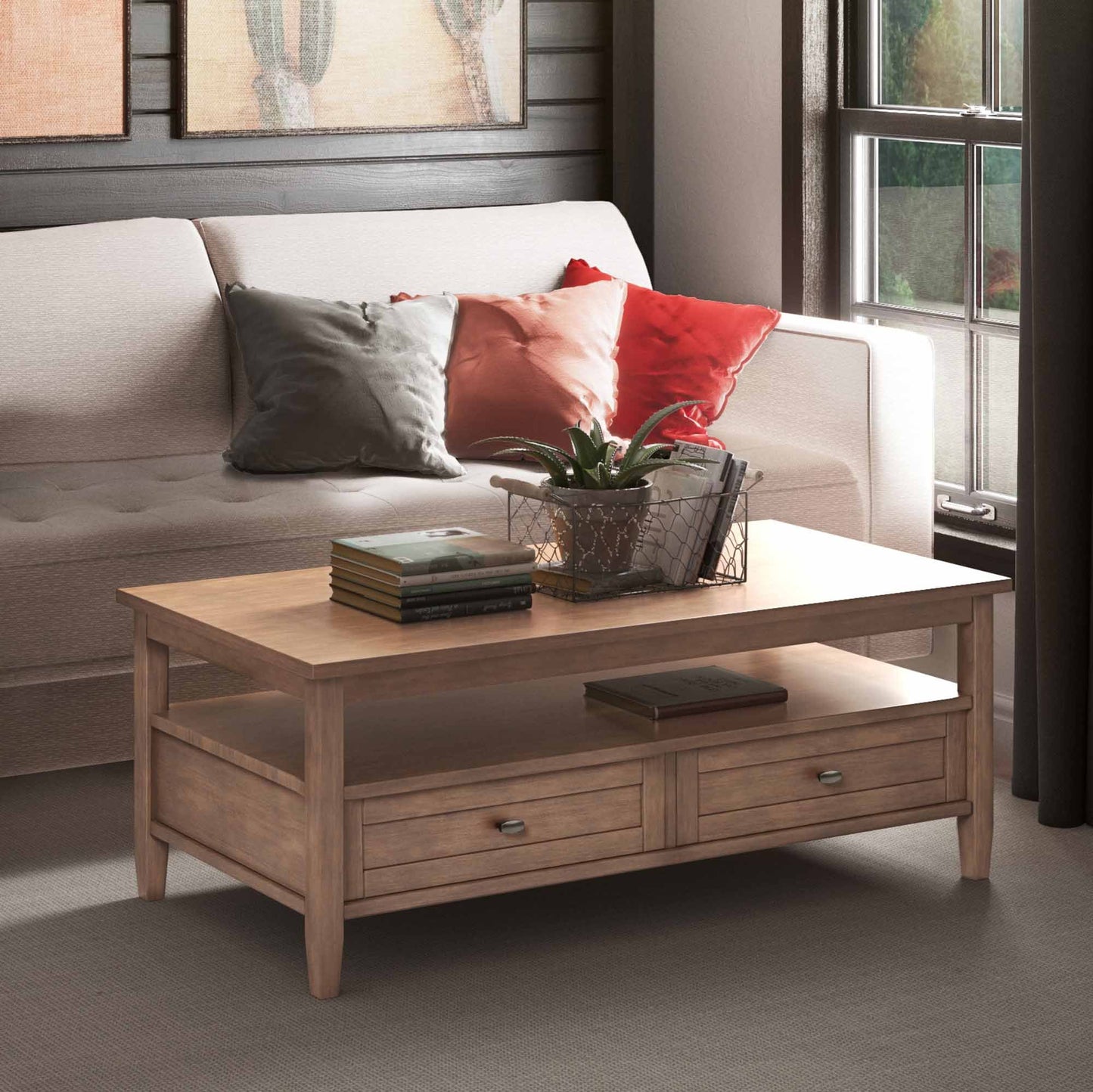 Rustic Natural Aged Brown | Warm Shaker Coffee Table
