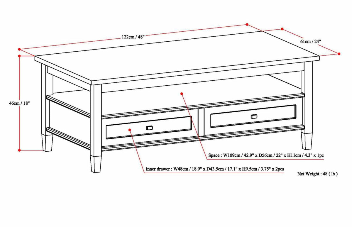 Rustic Natural Aged Brown | Warm Shaker Coffee Table
